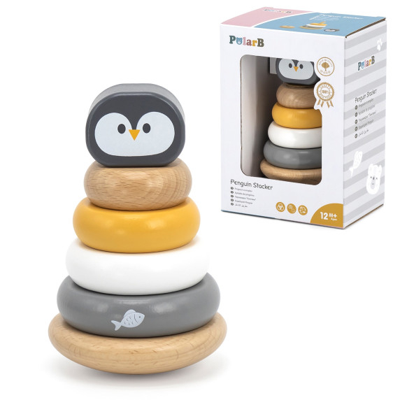 VIGA PolarB Wooden Educational Pyramid - Penguin