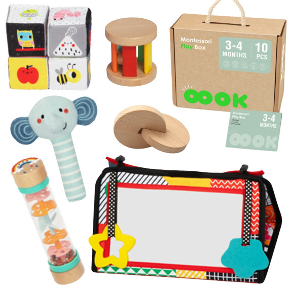 TOOKY TOY Box XXL Montessori Educational 6in1 Sensory Box 3-4 Months