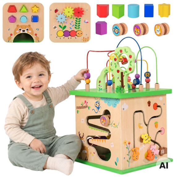 TOOKY TOY Educational Cube Sorter Maze Intertwining 5-in-1