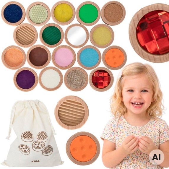 VIGA Sensory Touch Memory Blocks 36 pcs 18 Textures For Children 3+