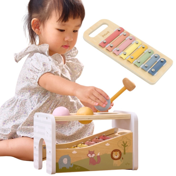 VIGA Wooden Set of Knockout + Xylophone 2 in 1
