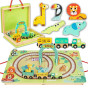 TOOKY TOY WOODEN TRAIN ZOO TRAIN MAGNETIC TRACK IN A SUITCASE