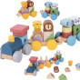 TOOKY TOY Wooden Train with Animals Blocks Montessori Puzzle