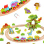 TOOKY TOY Wooden Magnetic Train Dinosaurs + Figures