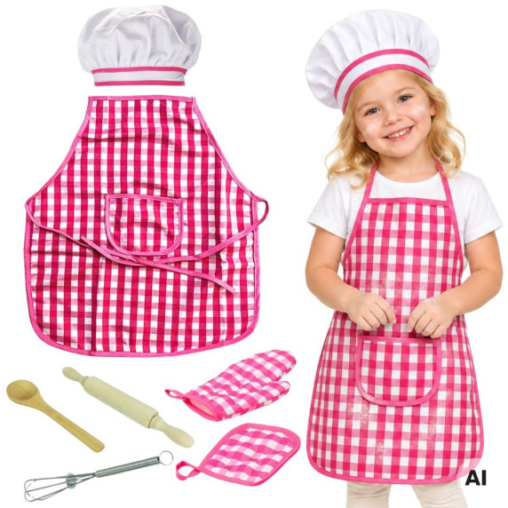 WOOPIE Little Chef Set - Cooking Suit, Kitchen Accessories, 7 Pieces, Apron