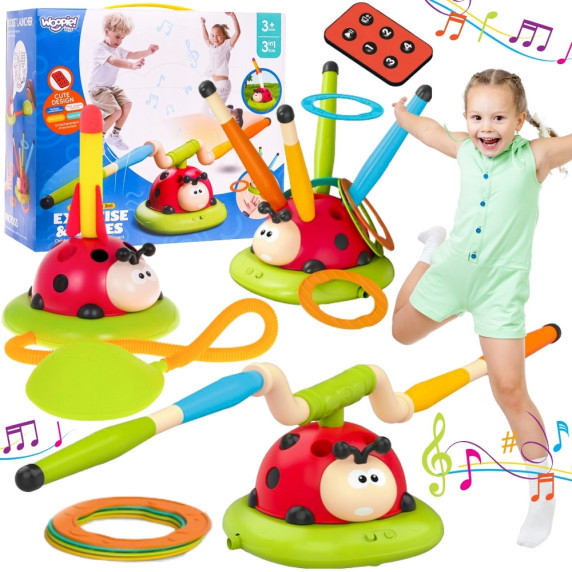 WOOPIE 3-in-1 Arcade Game Rocket Launcher Jump Rope Throw at the Target Ladybug