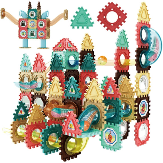 WOOPIE Magnetic Construction Blocks 3D Educational Set Ball Track 128 pcs.