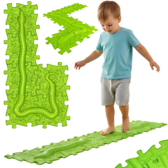 WOOPIE Sensory Mat Orthopedic Puzzle Snake Green 6 pcs.