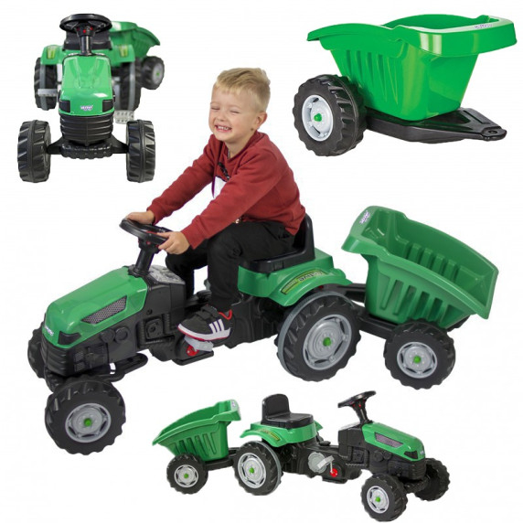 WOOPIE Farmer GoTrac MAXI Pedal Tractor with Silent Wheel Trailer