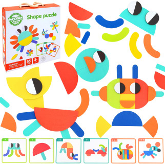 WOOPIE GREEN Wooden Montessori Puzzle 40 Patterns to Recreate 55 Pieces FSC Certified