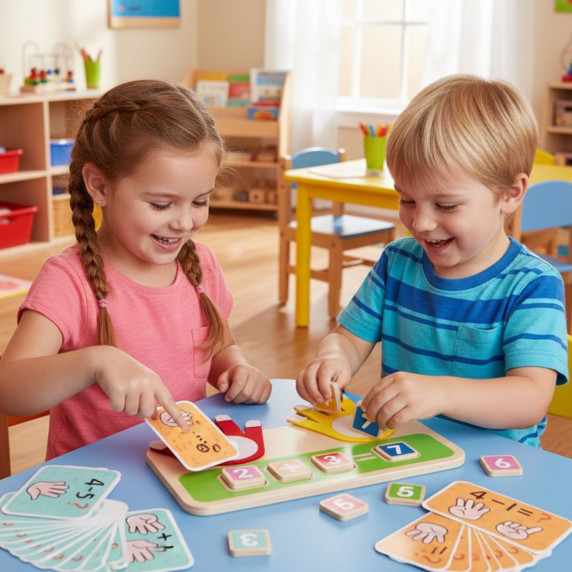 TOOKY TOY koka izglītojoša rotaļlieta mācībām par pirkstu skaitīšanu, saskaitīšanu un atņemšanu