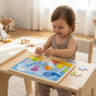 Viga Wooden Puzzle Set 12 puzzles, 24 pieces each, on a stand