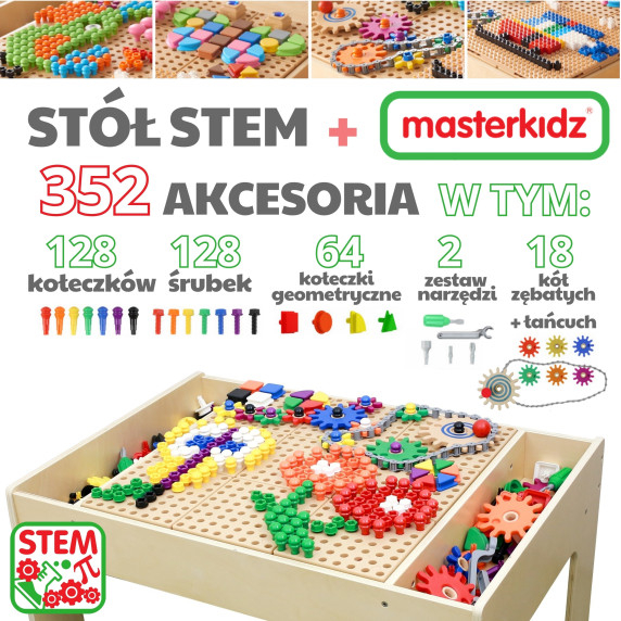 MASTERKIDZ Wooden Educational Table + STEM WALL ACCESSORIES