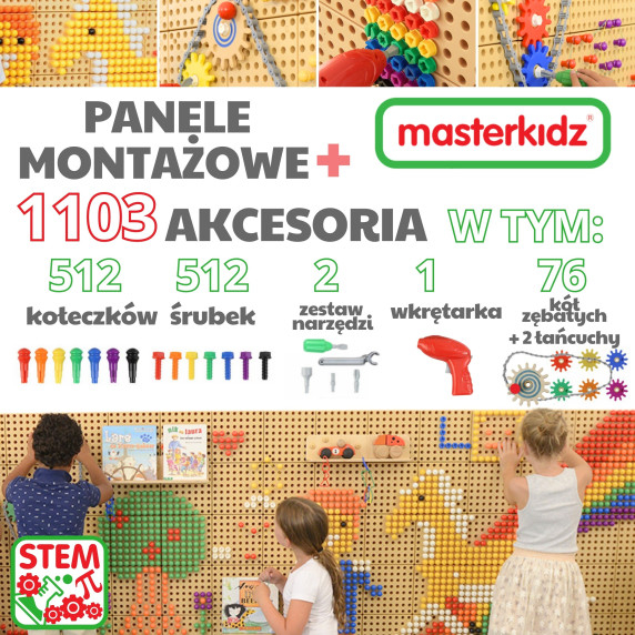 MASTERKIDZ STEM Mounting Panels 2x 120x80 cm + Accessories XXL Set