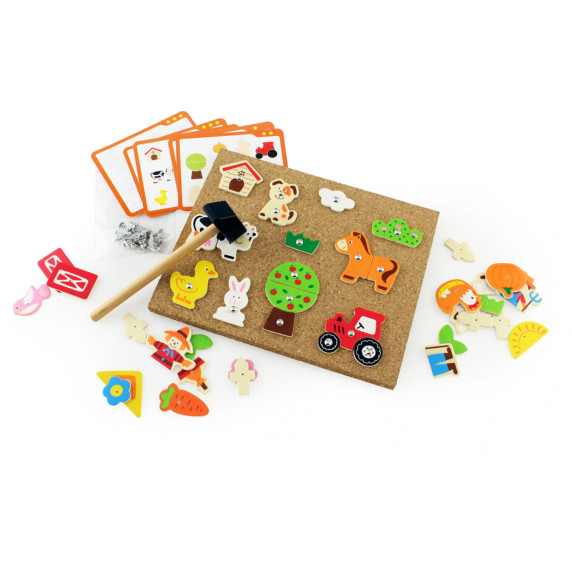 VIGA Wooden Farm Nail Art Montessori Cork Board