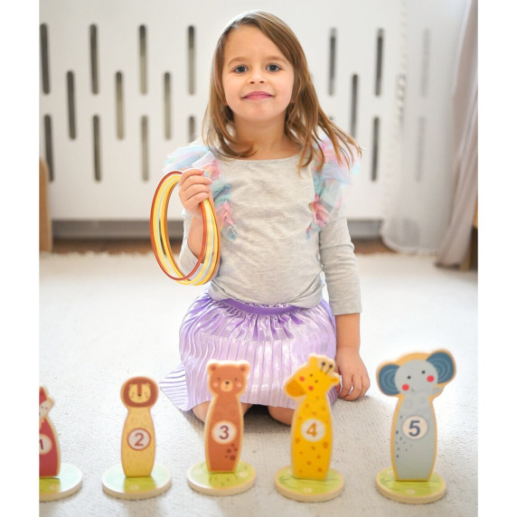 TOOKY TOY Throw at the Target Wooden Skill Game Hoops 15 pcs.