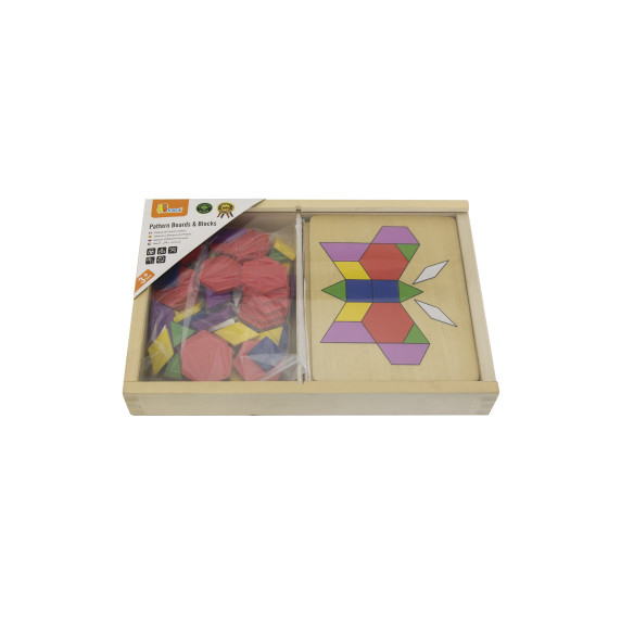 VIGA Wooden Geometric Mosaic Dienes Blocks Montessori Logical Puzzle 148 pieces