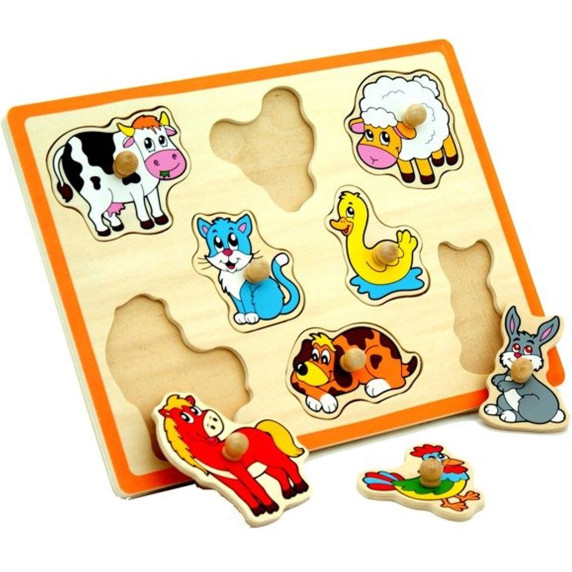 VIGA Wooden Puzzle Farm Animals Jigsaw Puzzle