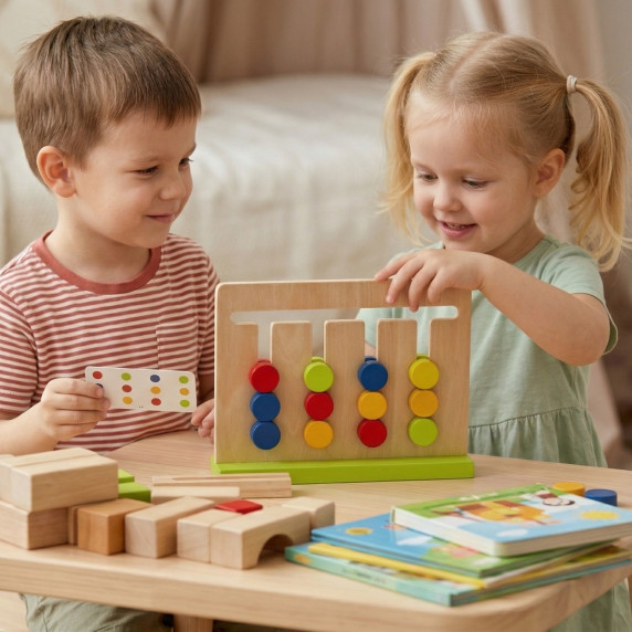 TOOKY TOY Logical Game Time Puzzle Colors 30 Patterns 18 pcs.