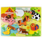 TOOKY TOY Wooden Montessori Puzzle Animals Farm Match Shapes