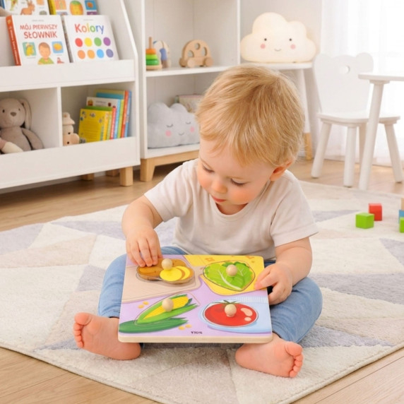VIGA Wooden Puzzle with Pins Vegetables
