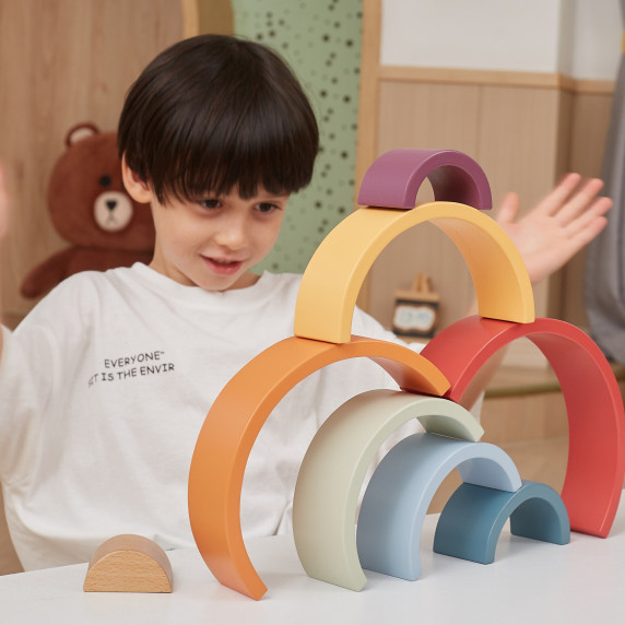 VIGA PolarB Wooden Rainbow Puzzle Creative Montessori Blocks
