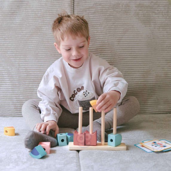 TOOKY TOY Crab Wooden Puzzle Stacks Blocks Pastel