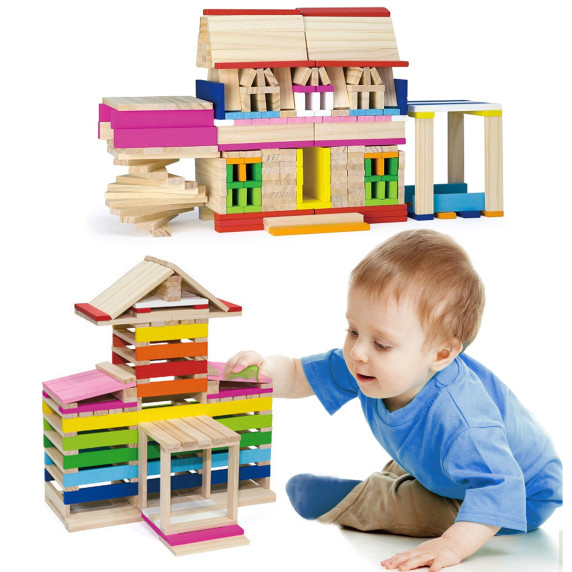 VIGA Wooden Building Blocks Buildings