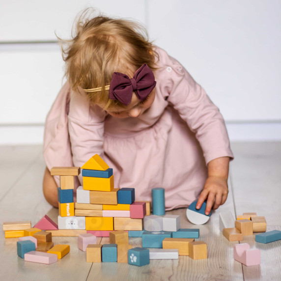 VIGA PolarB Set of wooden blocks in a bucket - 60 pieces