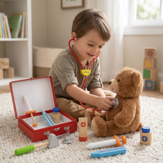 VIGA Wooden Little Doctor's Set in a Suitcase