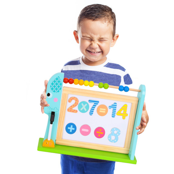TOOKY TOY Large Wooden Double-Sided Magnetic + Chalk Board