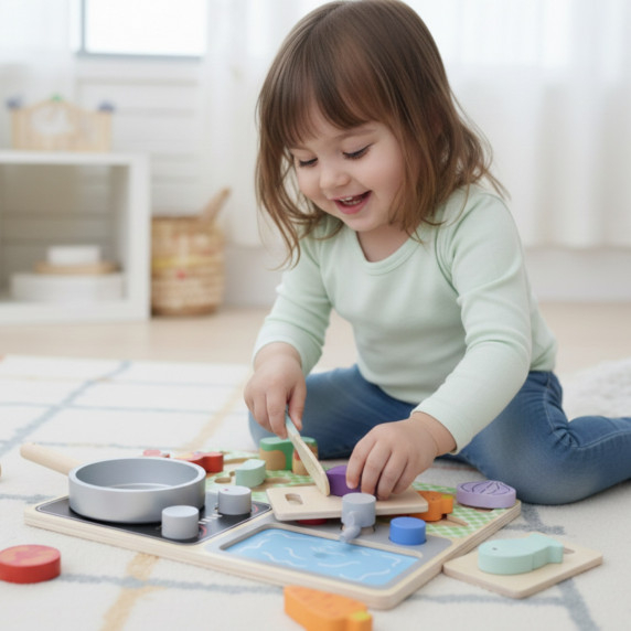 TOOKY TOY Wooden Kitchen with Accessories - Little Chef's Set