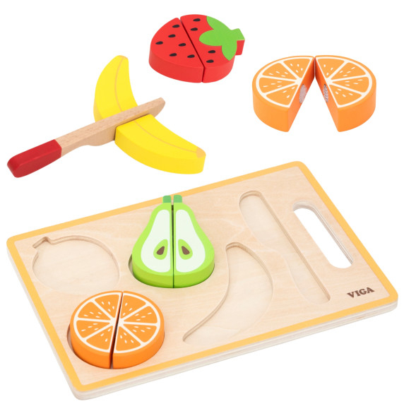 VIGA Wooden Montessori Educational Puzzle Fruits for Cutting