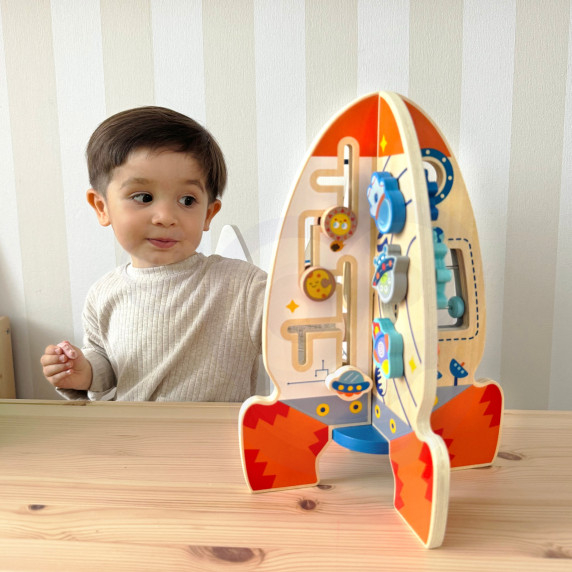 Tooky Toy Large Wooden Educational Toy Multifunctional Rocket