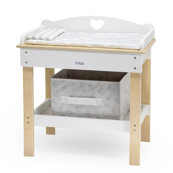 VIGA Wooden Changing Table 2 in 1 Bathtub for Dolls