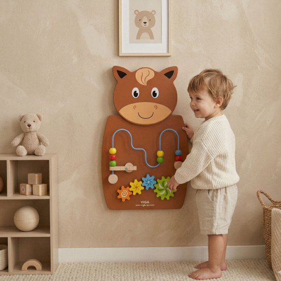 VIGA Wooden Manipulative Board Horse FSC Montessori Certificate