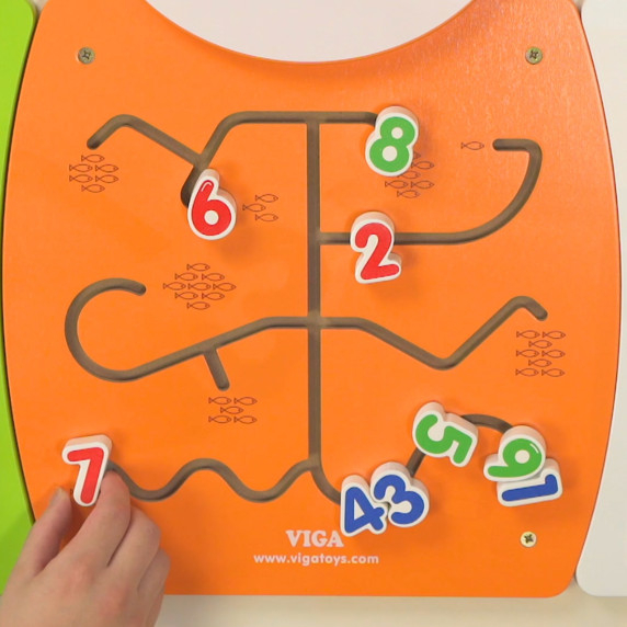 VIGA Wooden Manipulative Board Numbers Kitten FSC Montessori Certificate