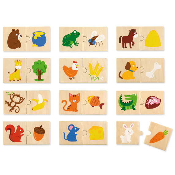 VIGA Wooden Puzzle Feed the Animal What Animals Eat Puzzle