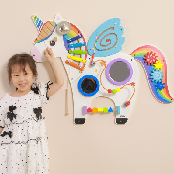 VIGA Wooden Manipulative Sensory Board Unicorn FSC Montessori Certificate