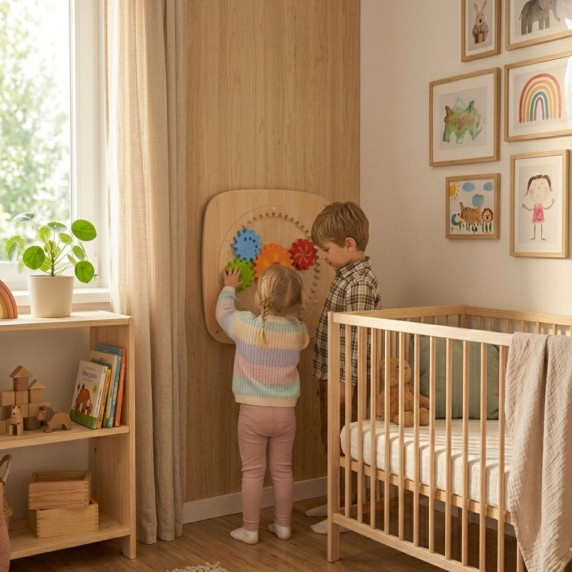 VIGA Wooden Board with Colored Gears