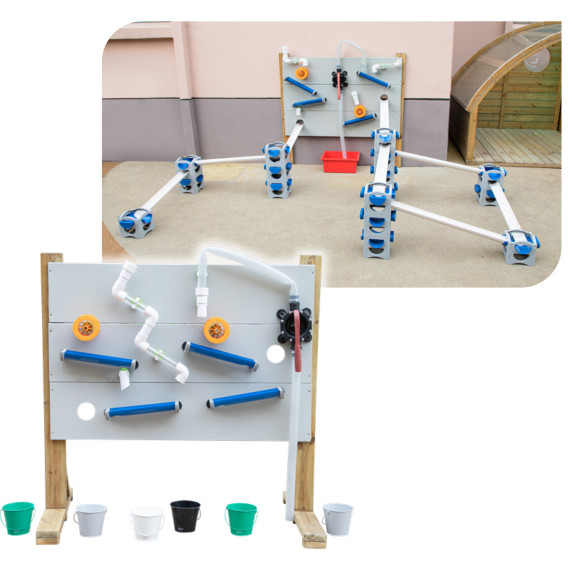 CLASSIC WORLD EDU Wooden Water Playground Set Stand + Water and Sand Conducting Accessories