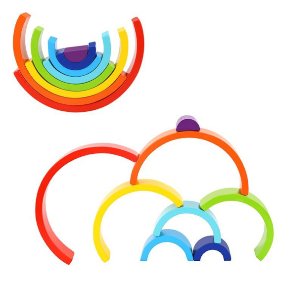 TOOKY TOY Wooden Rainbow Puzzle Creative Montessori Blocks FSC Certified