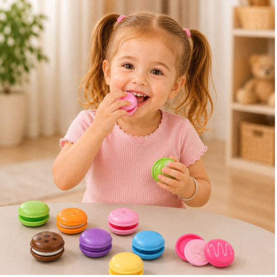 VIGA Wooden Cookies Colorful Cookies Macaroon Set 8 pcs