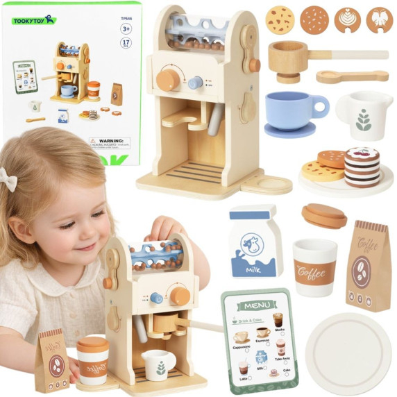 TOOKY TOY Wooden Coffee Set - Barista Espresso Machine