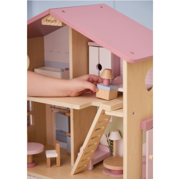 VIGA PolarB Large Wooden Dollhouse 17 pcs.