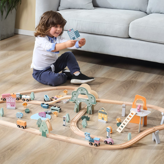VIGA PolarB Wooden children's train track 90 pieces