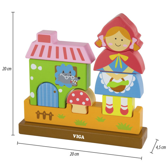 VIGA Wooden Magnetic Blocks Little Red Riding Hood Set 10 Pieces