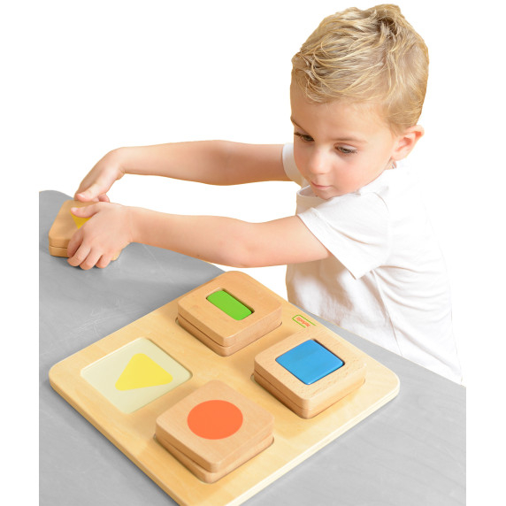 MASTERKIDZ Montessori Wooden Shapes and Colors Sensory Sorter