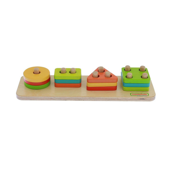 MASTERKIDZ Wooden Shape Sorter Colorful Montessori Blocks