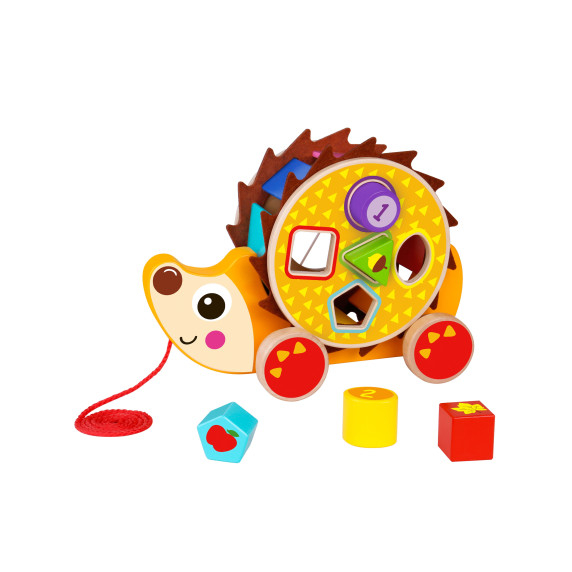 TOOKY TOY Large Wooden Hedgehog Sorter Pull-Along 2-in-1